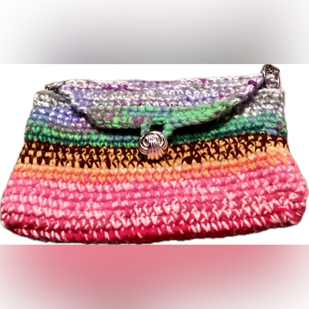 Adoreable Multi-Color Crochet Wristlet Front Button Closure - Picture 4 of 8